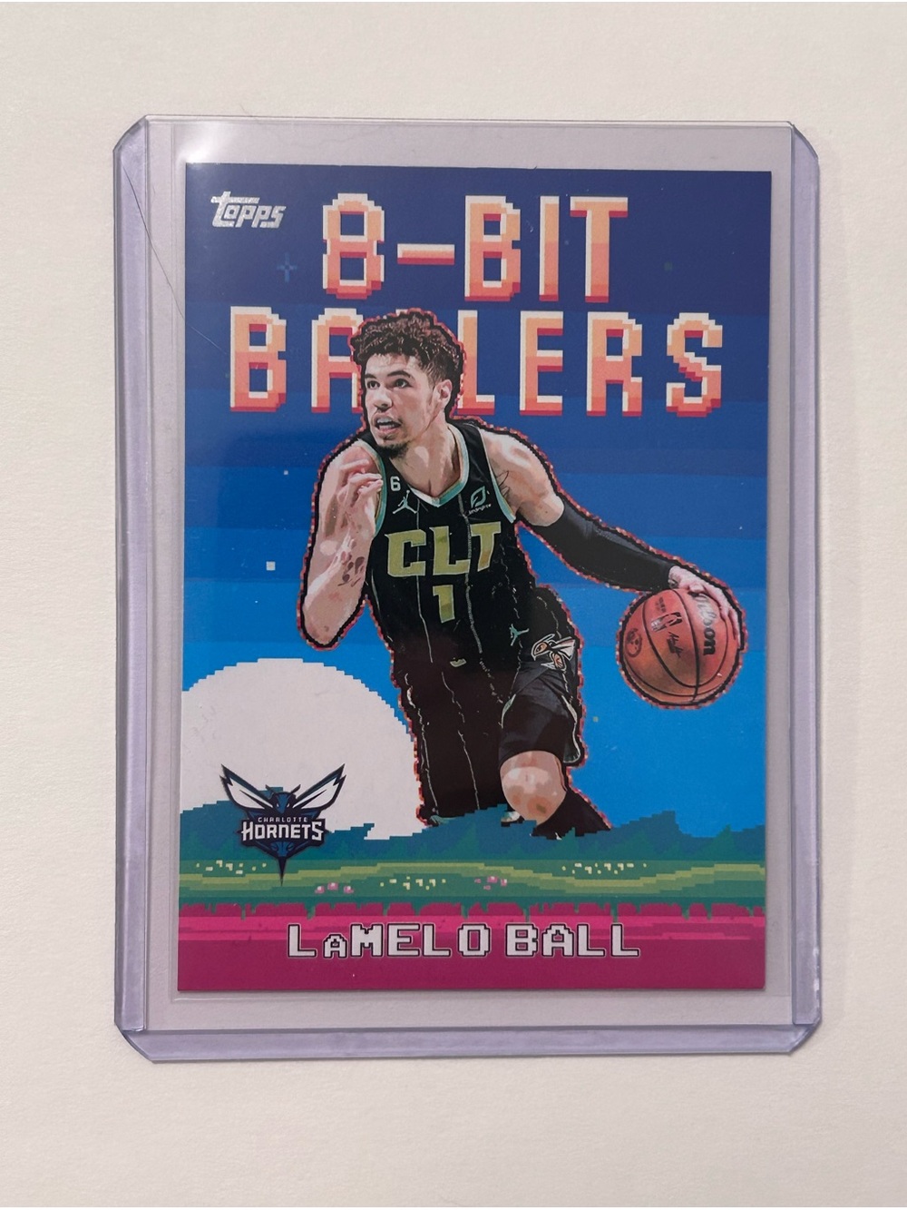 Lamelo Ball 8 Bit Ballers Hornets nba Topps card in top loader